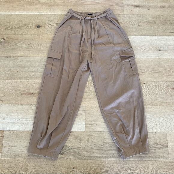 Pretty Little Thing Cargo Tie Waist Joggers in Tan - Picture 1 of 5